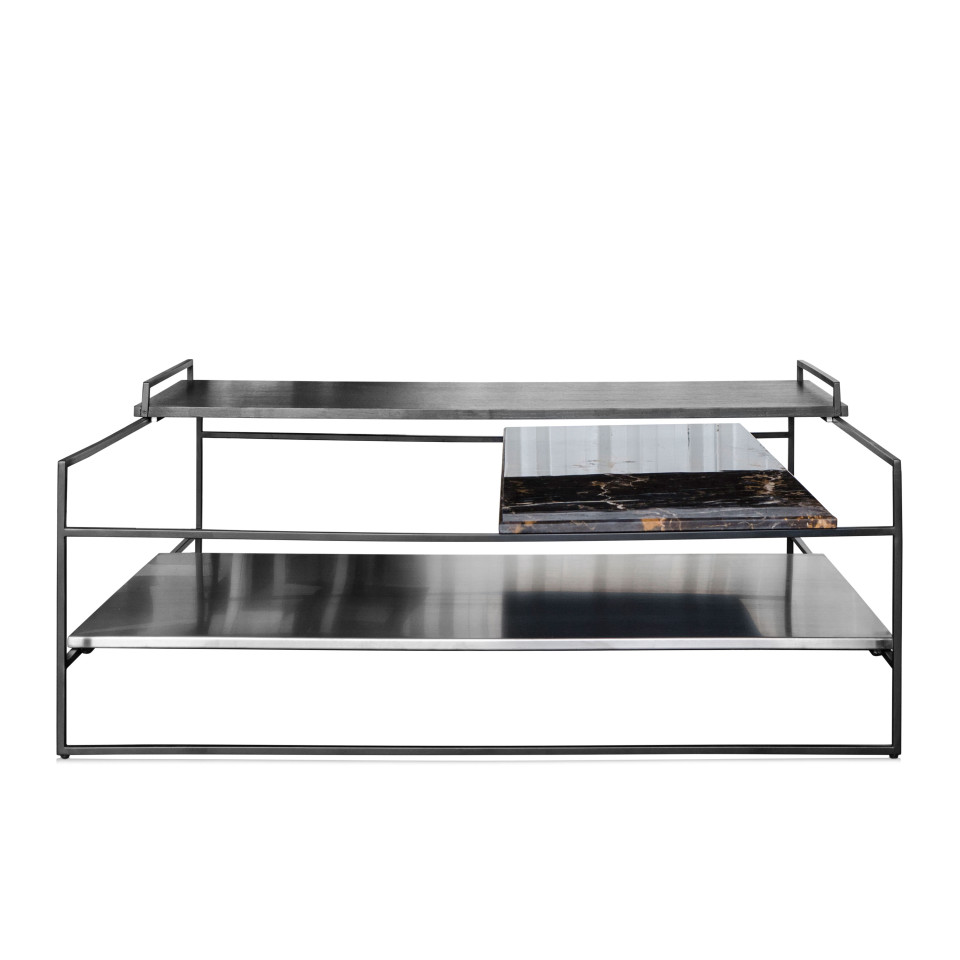 Architect coffee table large stainless steel/black 100 cm