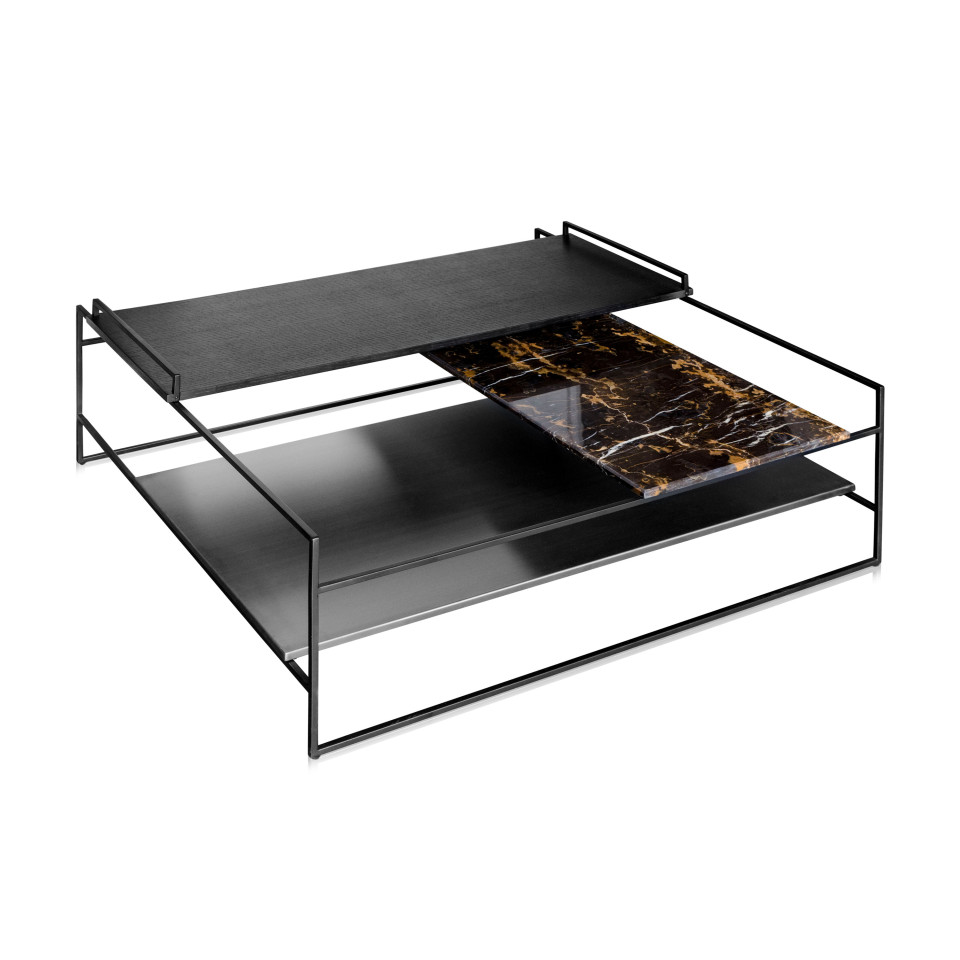 Architect coffee table large stainless steel/black 100 cm