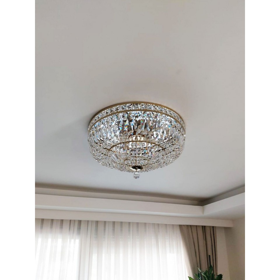 Lisbon 9-15 Light Bohemia Crystal Flush Mount Chandelier Gold/Silver 50-100cm