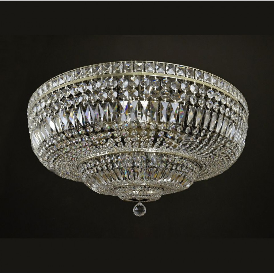 Lisbon 9-15 Light Bohemia Crystal Flush Mount Chandelier Gold/Silver 50-100cm