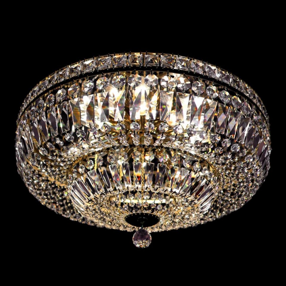 Lisbon 9-15 Light Bohemia Crystal Flush Mount Chandelier Gold/Silver 50-100cm