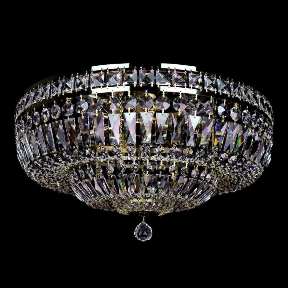 Lisbon 9-15 Light Bohemia Crystal Flush Mount Chandelier Gold/Silver 50-100cm