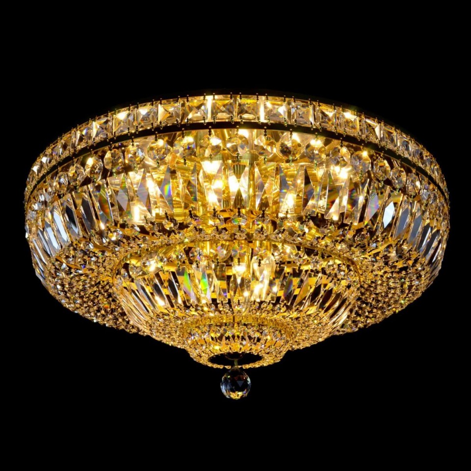 Lisbon 9-15 Light Bohemia Crystal Flush Mount Chandelier Gold/Silver 50-100cm