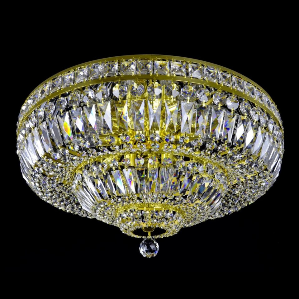 Lisbon 9-15 Light Bohemia Crystal Flush Mount Chandelier Gold/Silver 50-100cm