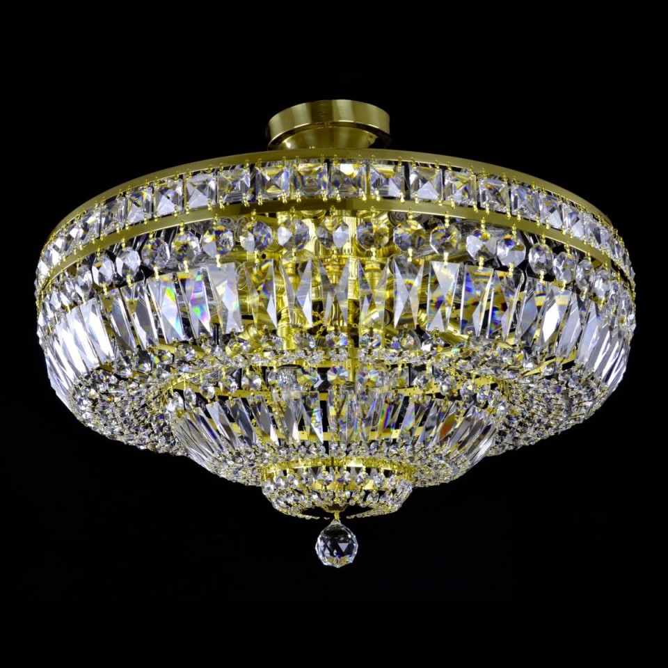 Lisbon 9-15 Light Bohemia Crystal Flush Mount Chandelier Gold/Silver 50-100cm