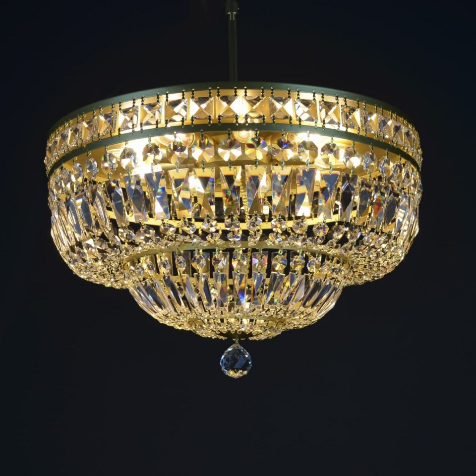 Lisbon 9-15 Light Bohemia Crystal Flush Mount Chandelier Gold/Silver 50-100cm