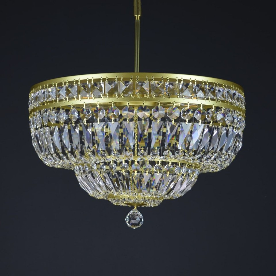 Lisbon 9-15 Light Bohemia Crystal Flush Mount Chandelier Gold/Silver 50-100cm