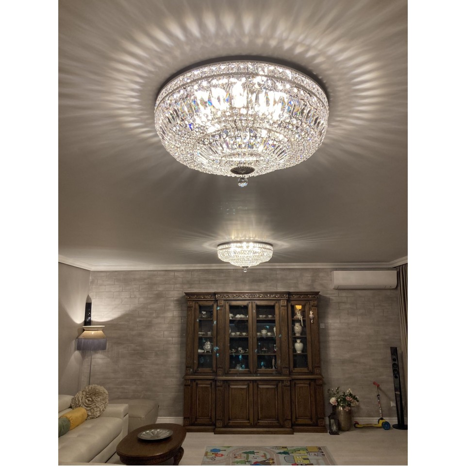 Lisbon 9-15 Light Bohemia Crystal Flush Mount Chandelier Gold/Silver 50-100cm