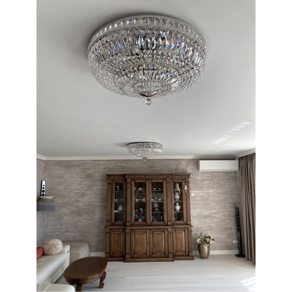 Lisbon 9-15 Light Bohemia Crystal Flush Mount Chandelier Gold/Silver 50-100cm