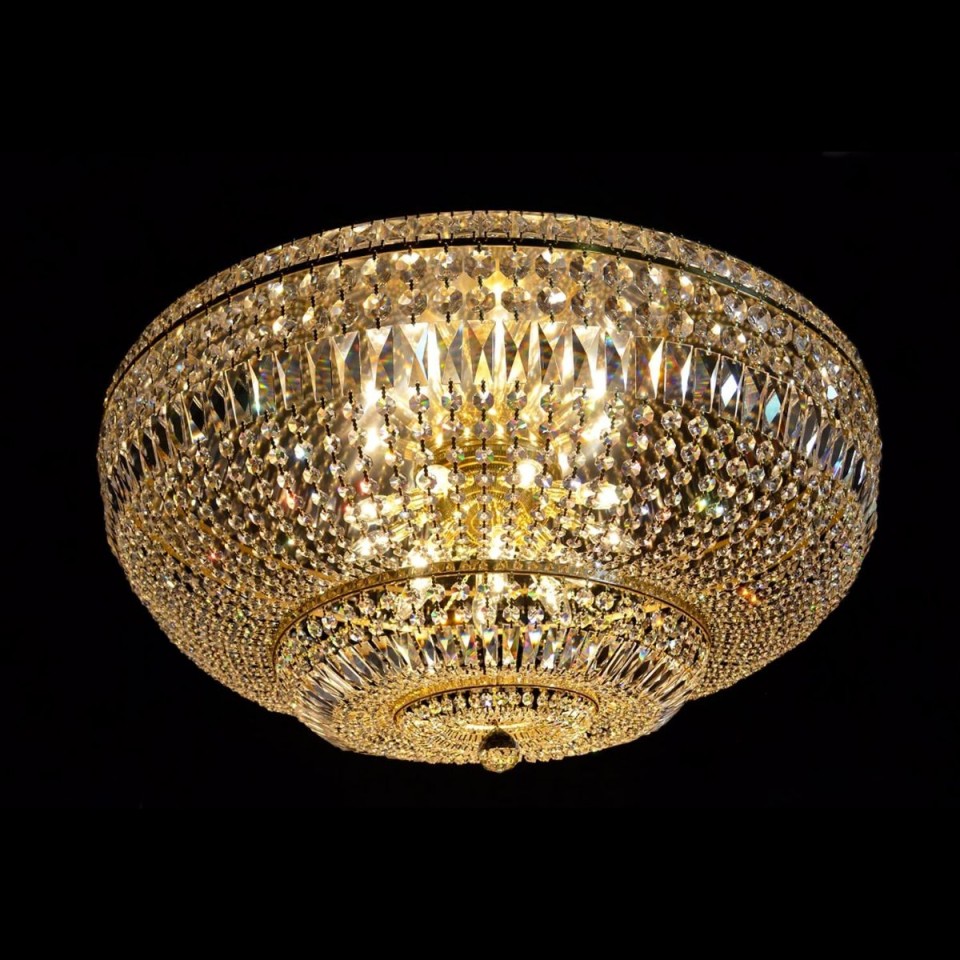 Lisbon 9-15 Light Bohemia Crystal Flush Mount Chandelier Gold/Silver 50-100cm