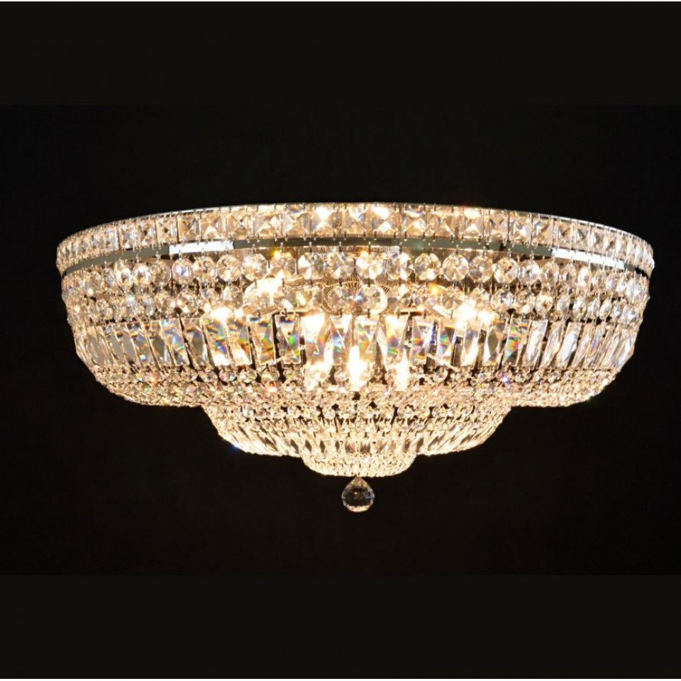 Lisbon 9-15 Light Bohemia Crystal Flush Mount Chandelier Gold/Silver 50-100cm