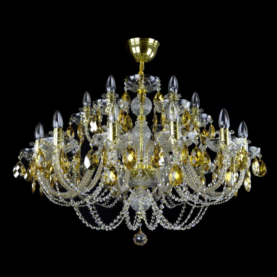 Ocean 5-24 ljus bohemia kristallkrona guld/silver 65-107cm