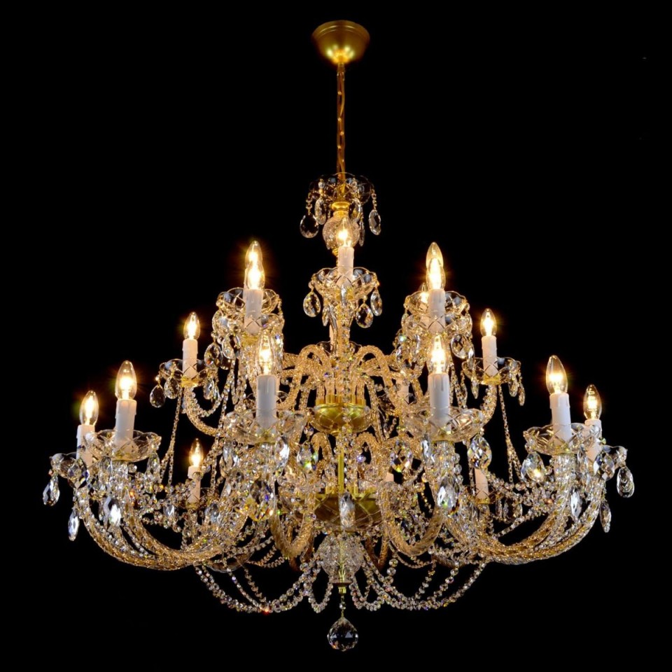 Ocean 5-24 ljus bohemia kristallkrona guld/silver 65-107cm