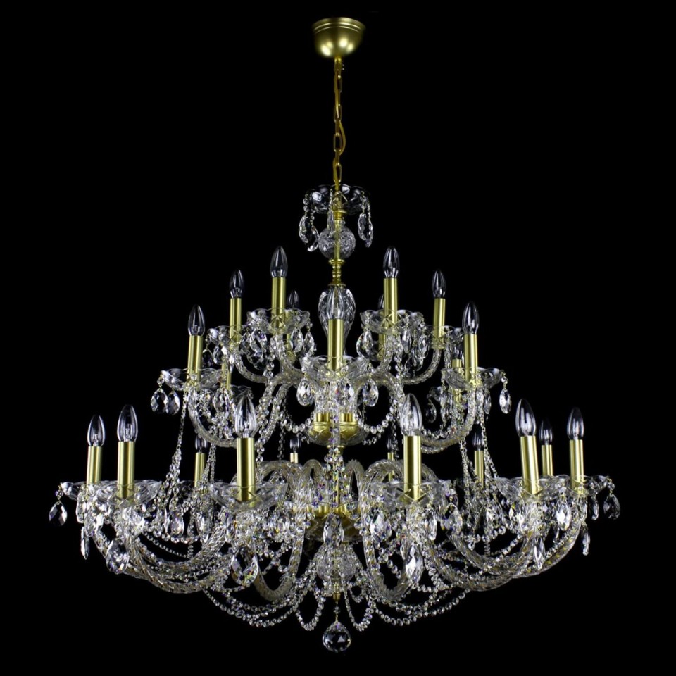 Ocean 5-24 ljus bohemia kristallkrona guld/silver 65-107cm