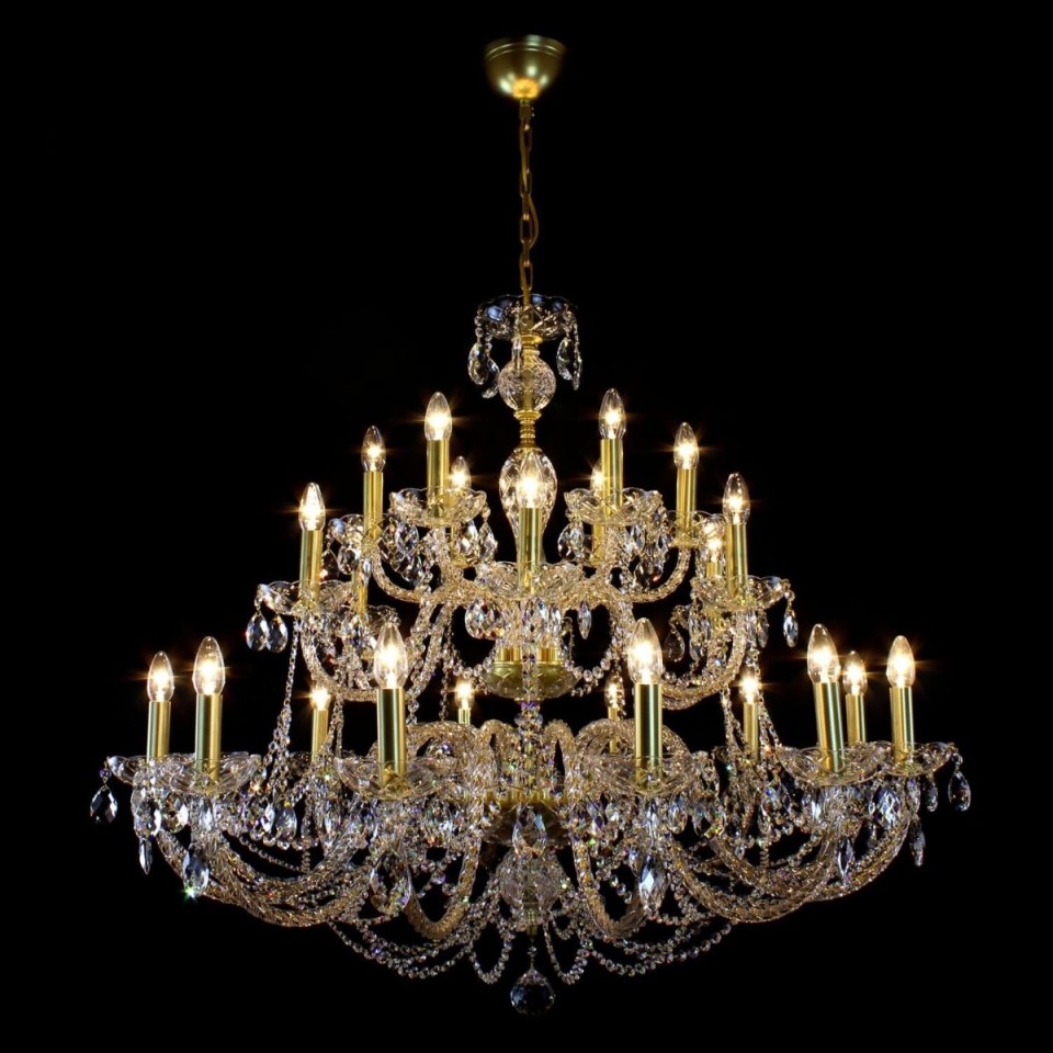 Ocean 5-24 ljus bohemia kristallkrona guld/silver 65-107cm