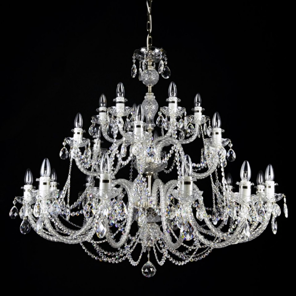 Ocean 5-24 ljus bohemia kristallkrona guld/silver 65-107cm