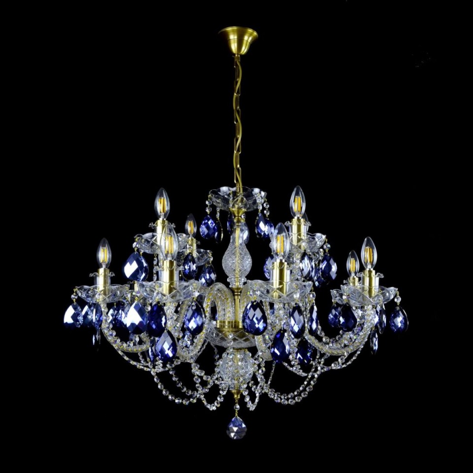 Ocean 5-24 ljus bohemia kristallkrona guld/silver 65-107cm