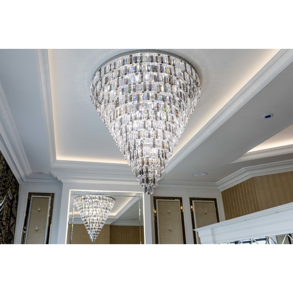 Porto XL 16-49 Light Bohemia Crystal Chandelier Gold/Silver 150-210cm