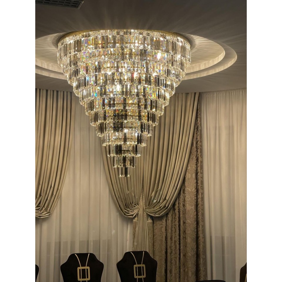 Porto XL 16-49 Light Bohemia Crystal Chandelier Gold/Silver 150-210cm