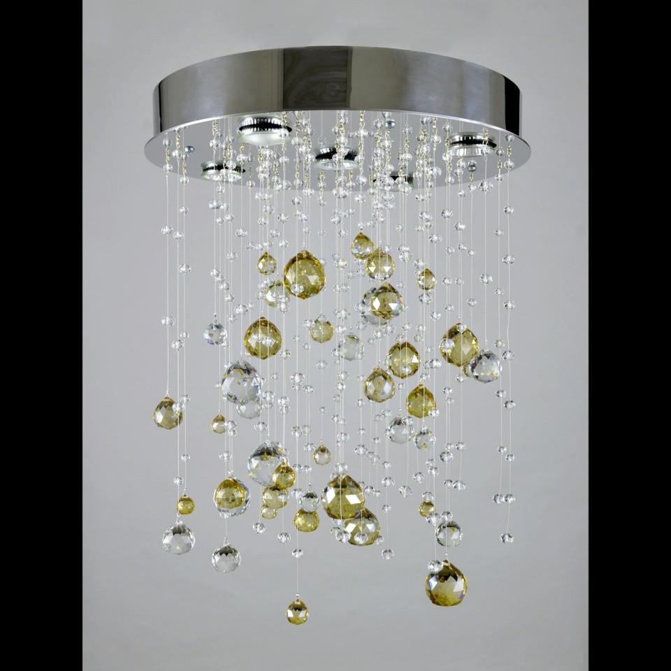 Rainfall 5 ljus bohemia kristallkrona guld/silver 40 cm