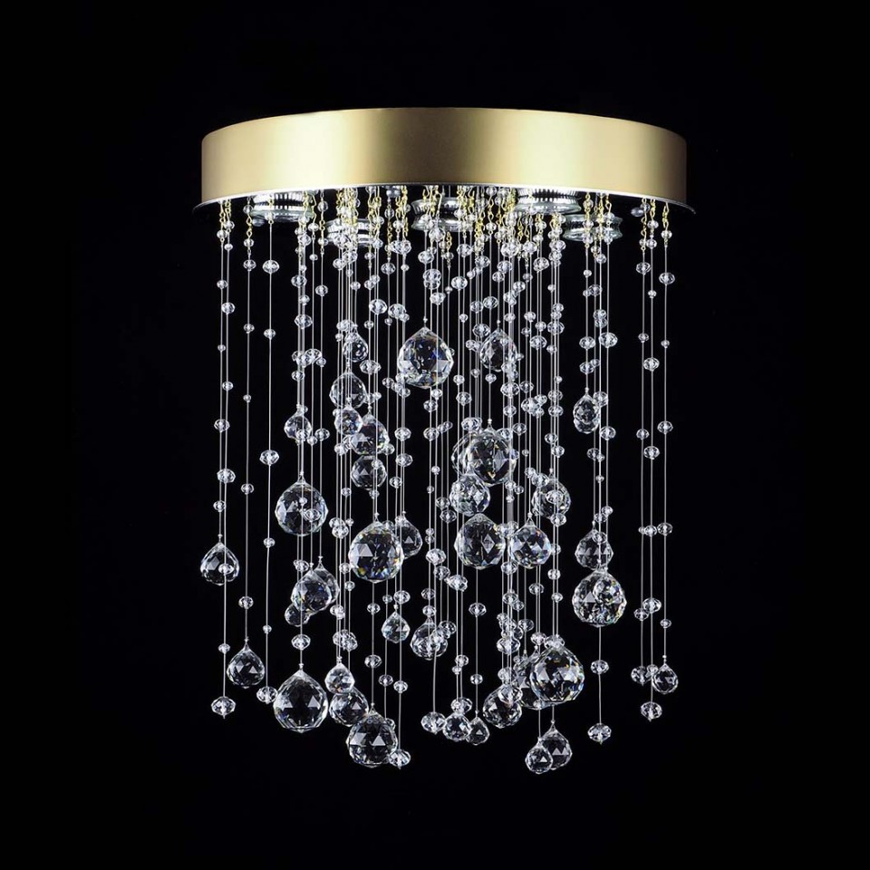 Rainfall 5 ljus bohemia kristallkrona guld/silver 40 cm