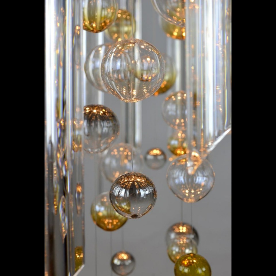 Rods & Bubbles 8-15 Light Bohemia Crystal Chandelier Gold/Silver 100-150cm