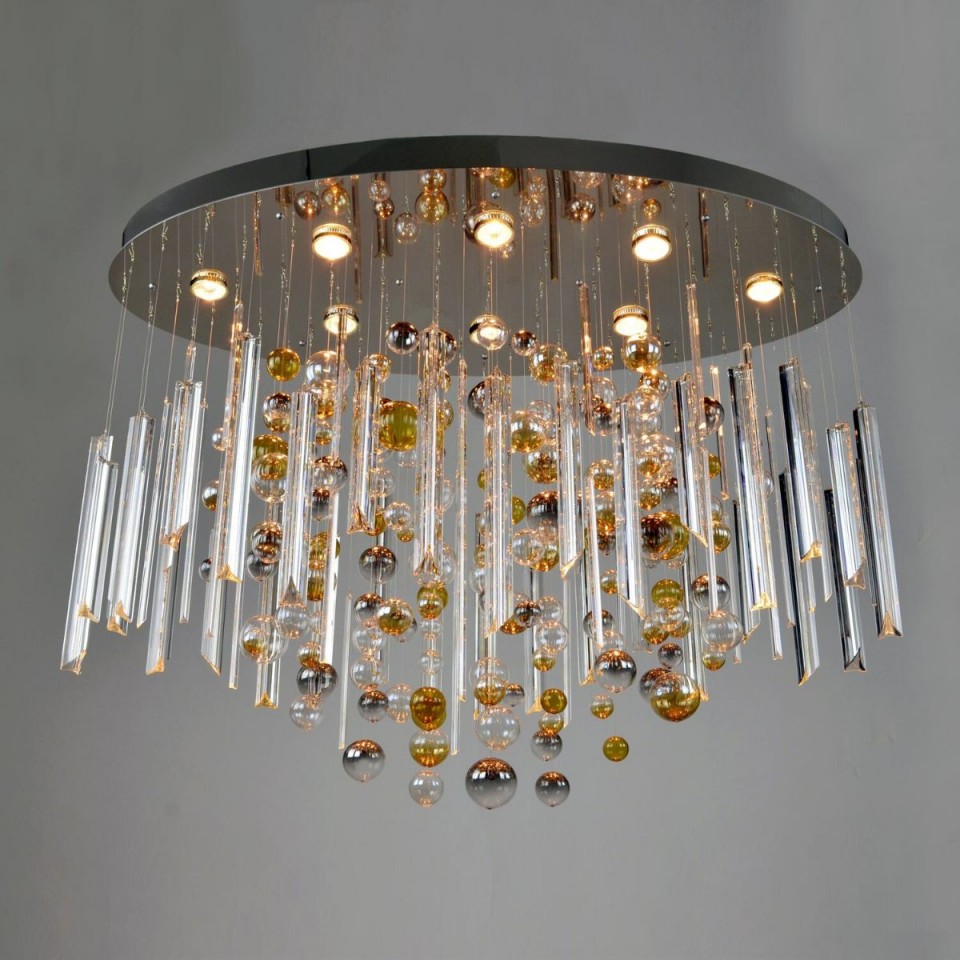 Rods & Bubbles 8-15 Light Bohemia Crystal Chandelier Gold/Silver 100-150cm