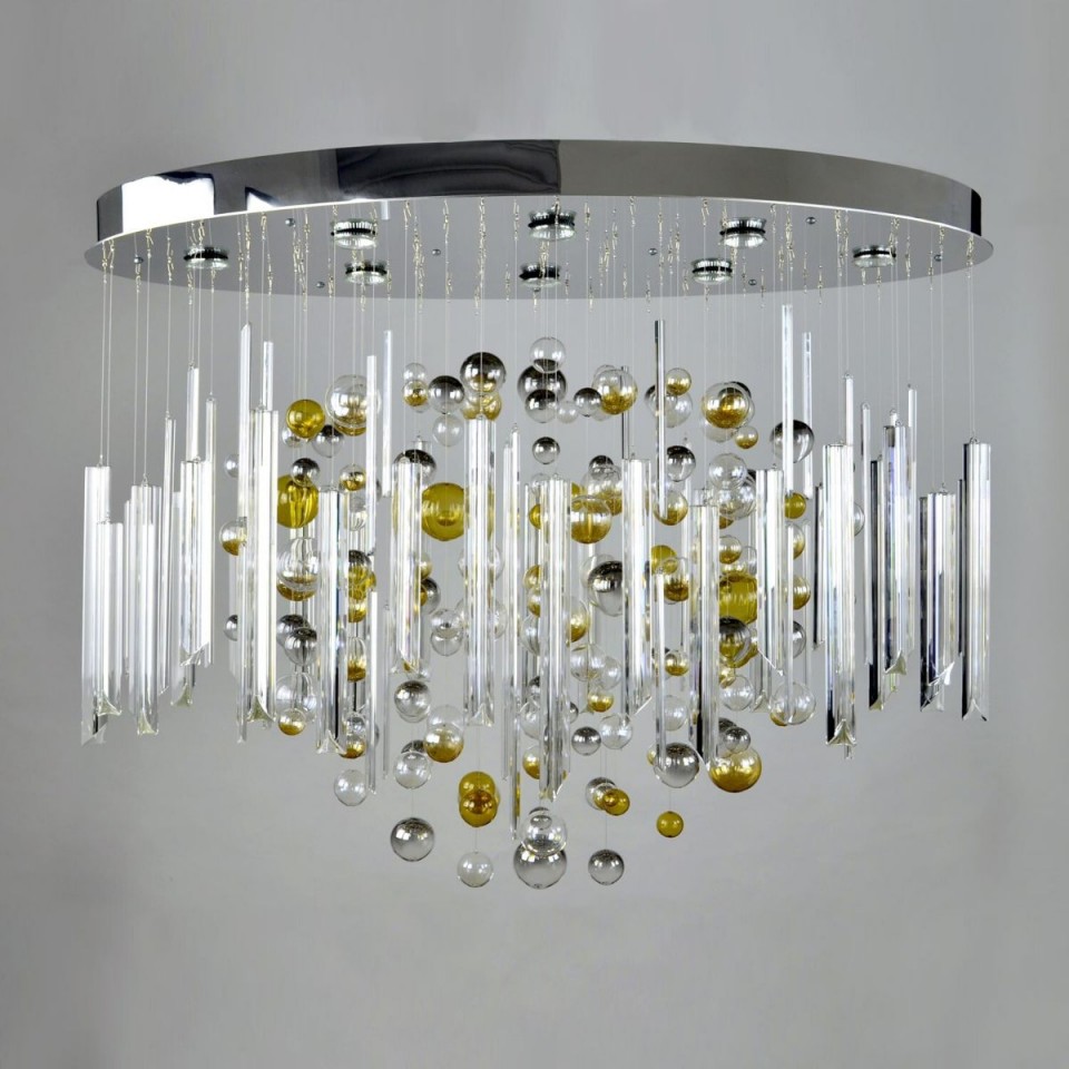 Rods & Bubbles 8-15 Light Bohemia Crystal Chandelier Gold/Silver 100-150cm