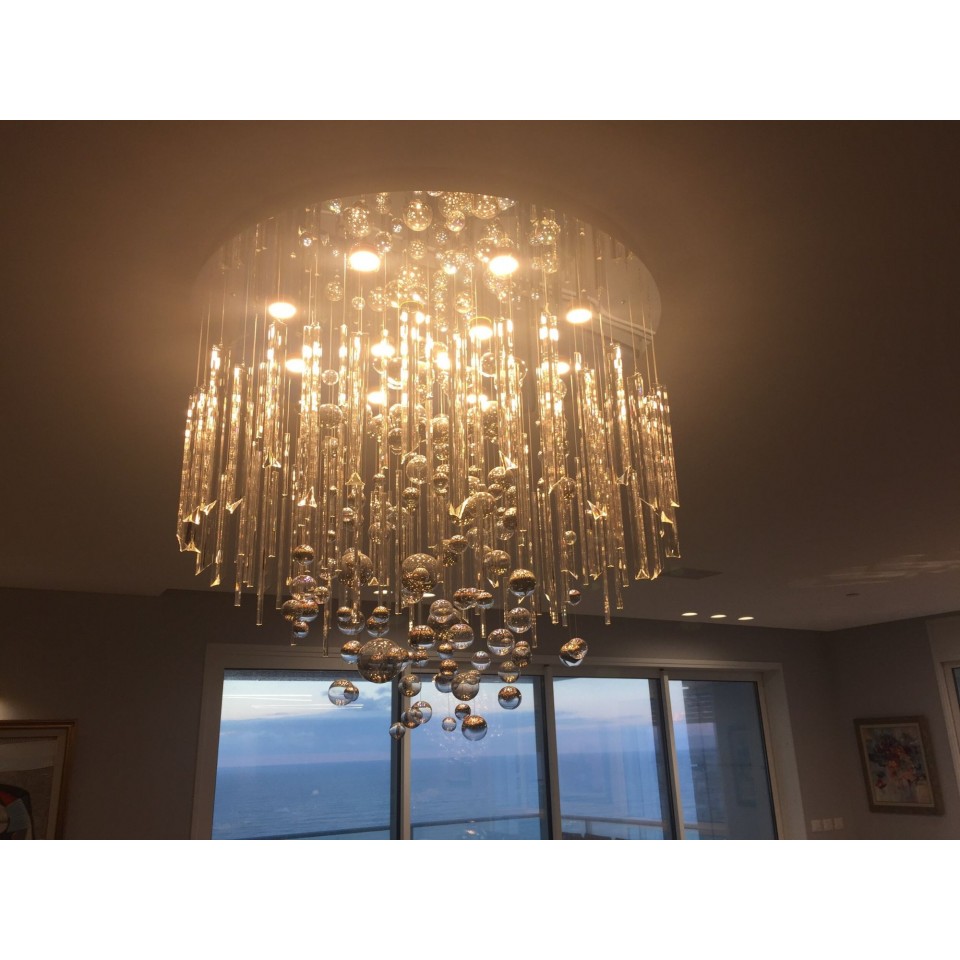 Rods & Bubbles 8-15 Light Bohemia Crystal Chandelier Gold/Silver 100-150cm