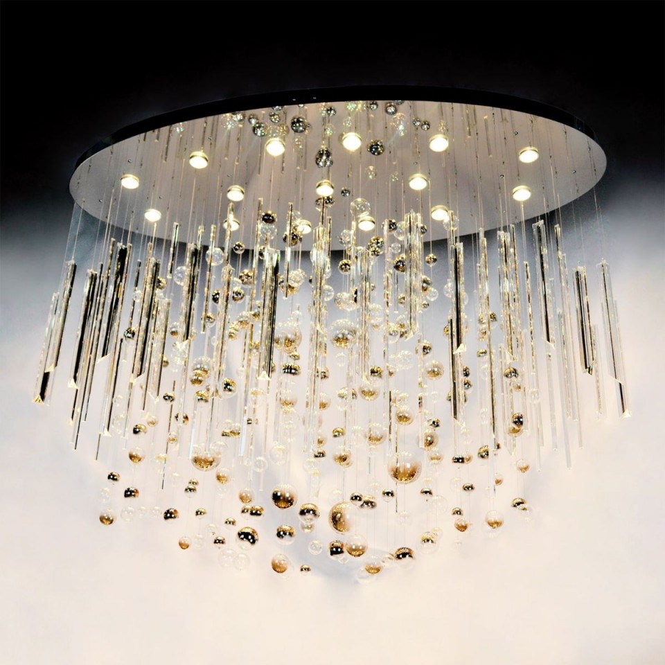 Rods & Bubbles 8-15 Light Bohemia Crystal Chandelier Gold/Silver 100-150cm