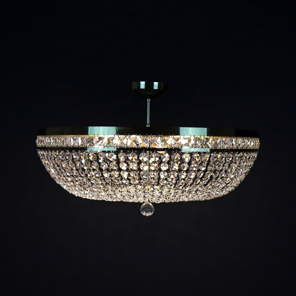 Stockholm 3-12 Light Bohemia Crystal Semi-Flush Mount Chandelier Gold/Silver 30-76cm