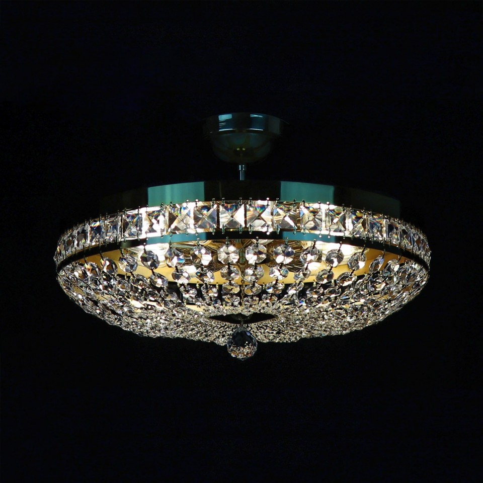 Stockholm 3-12 Light Bohemia Crystal Semi-Flush Mount Chandelier Gold/Silver 30-76cm