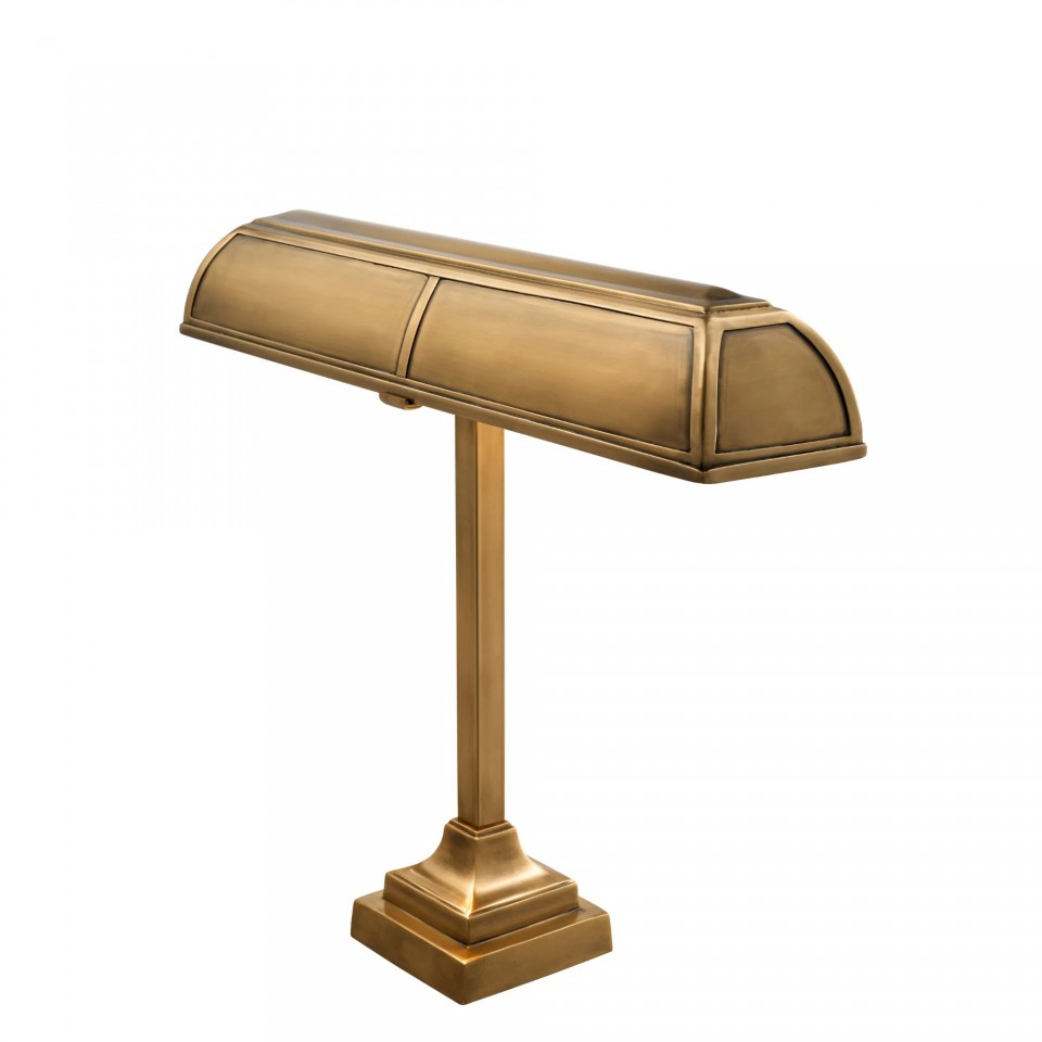 Banker Trust Desk Lamp Antique Brass 52cm