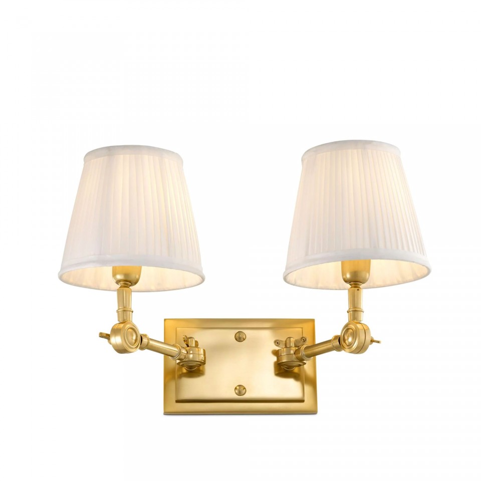 Wentworth Double Wall Lamp Gold/White 25cm