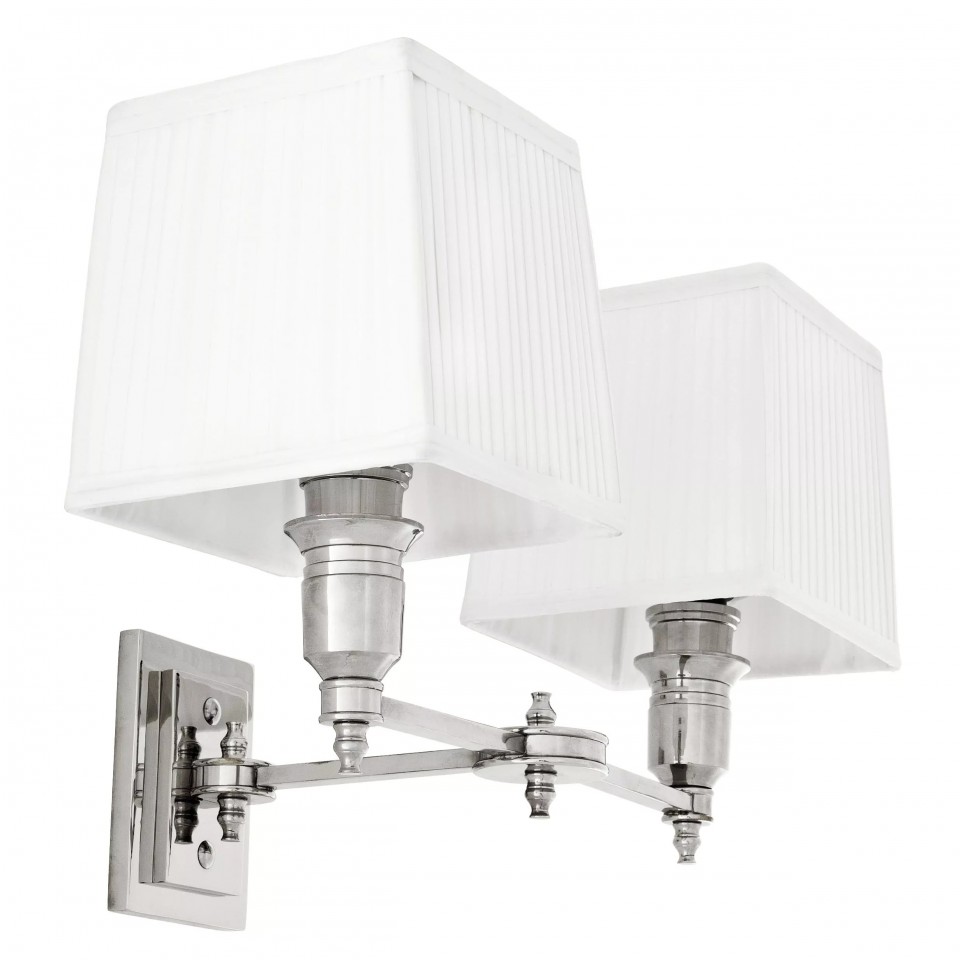 Lexington Double Wall Lamp Nickel/White 27cm