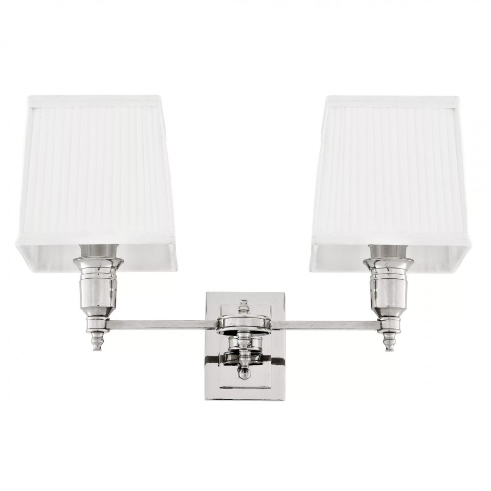 Lexington Double Wall Lamp Nickel/White 27cm