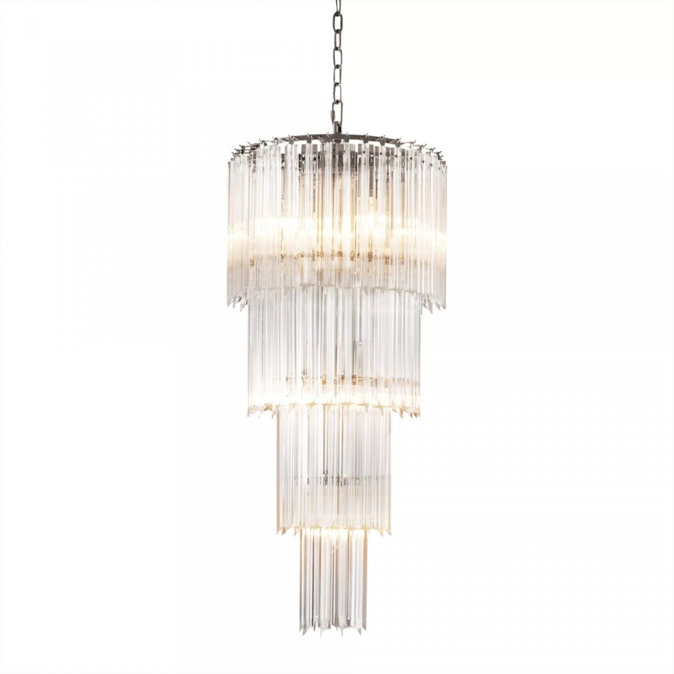 Alpina S Chandelier Nickel/Glass 39cm