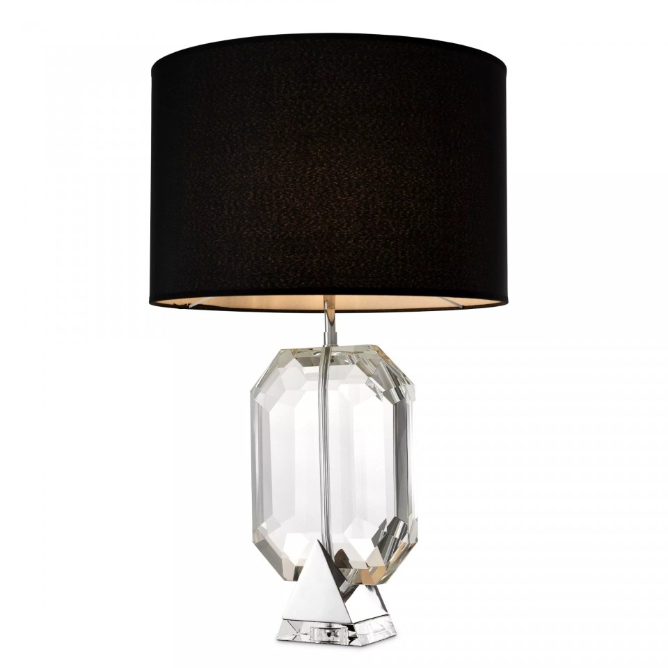 Emerald Table Lamp Nickel/Crystal Glass/black 67cm