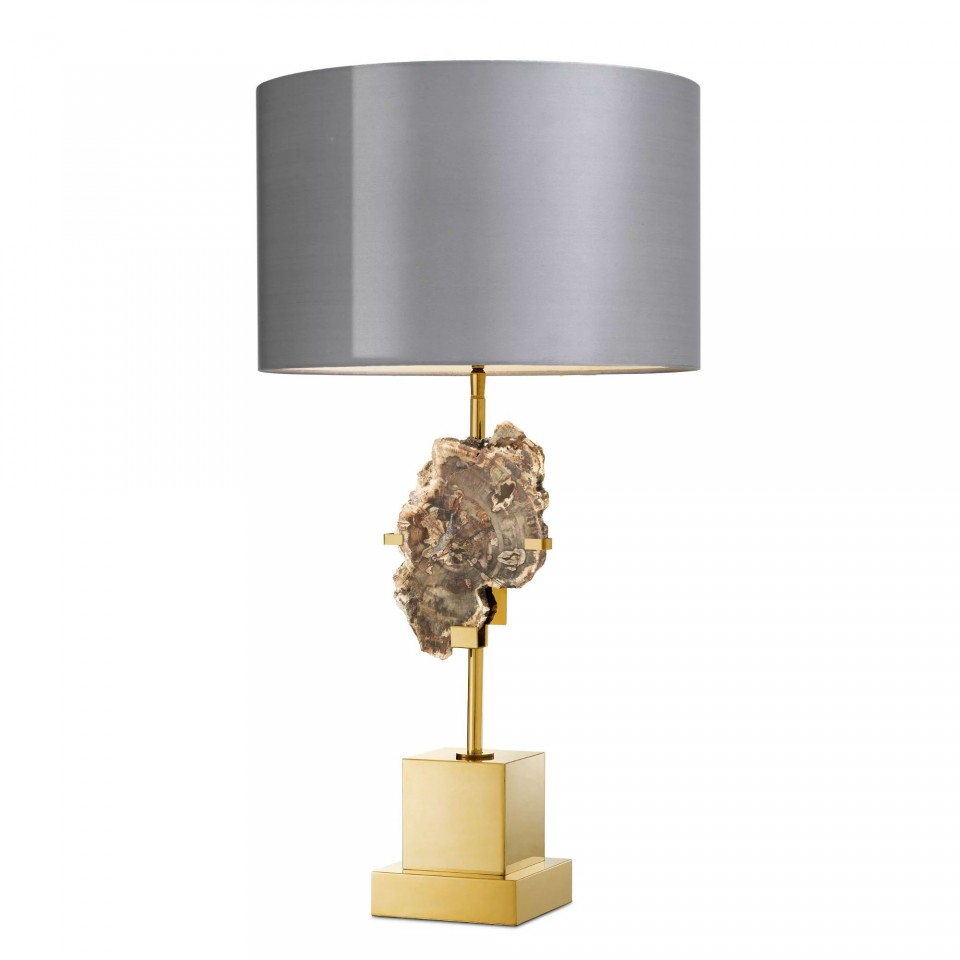 Divini Table Lamp Gold/Wood/Silver Grey 74.5cm