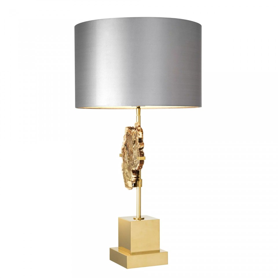 Divini Table Lamp Gold/Wood/Silver Grey 74.5cm