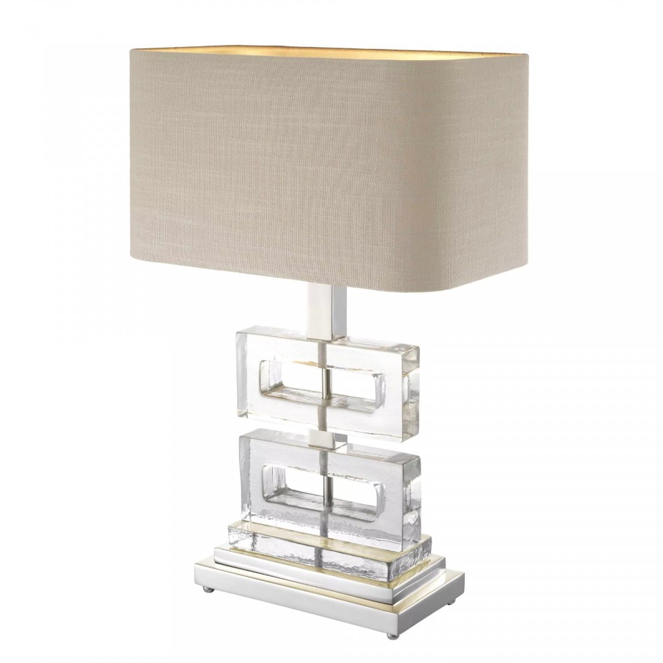 Umbria Table Lamp Nickel/Glass 70cm