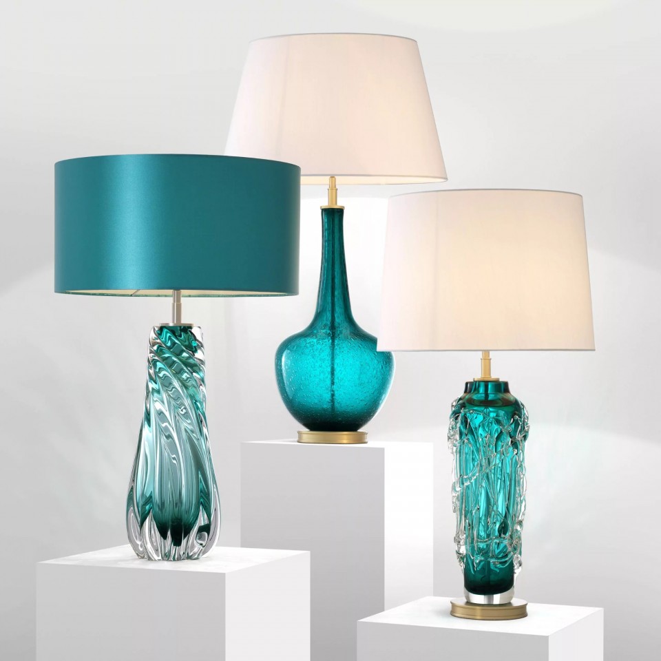 Torian Table Lamp Turquoise/White 86cm