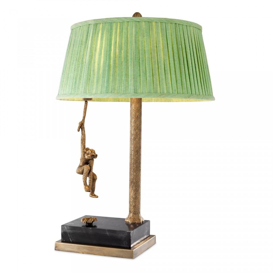 Jungle bordslampa mässing/svart/grön 75cm