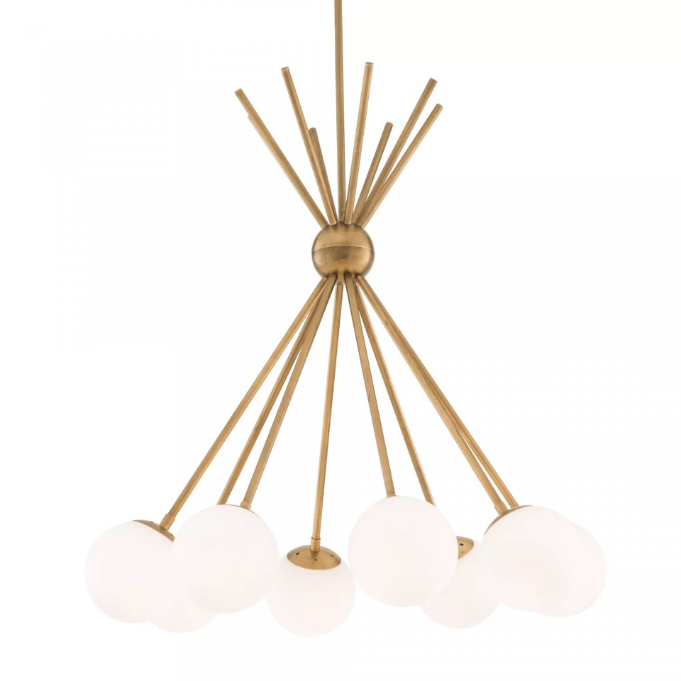 Luxor Chandelier Brass/White 85cm