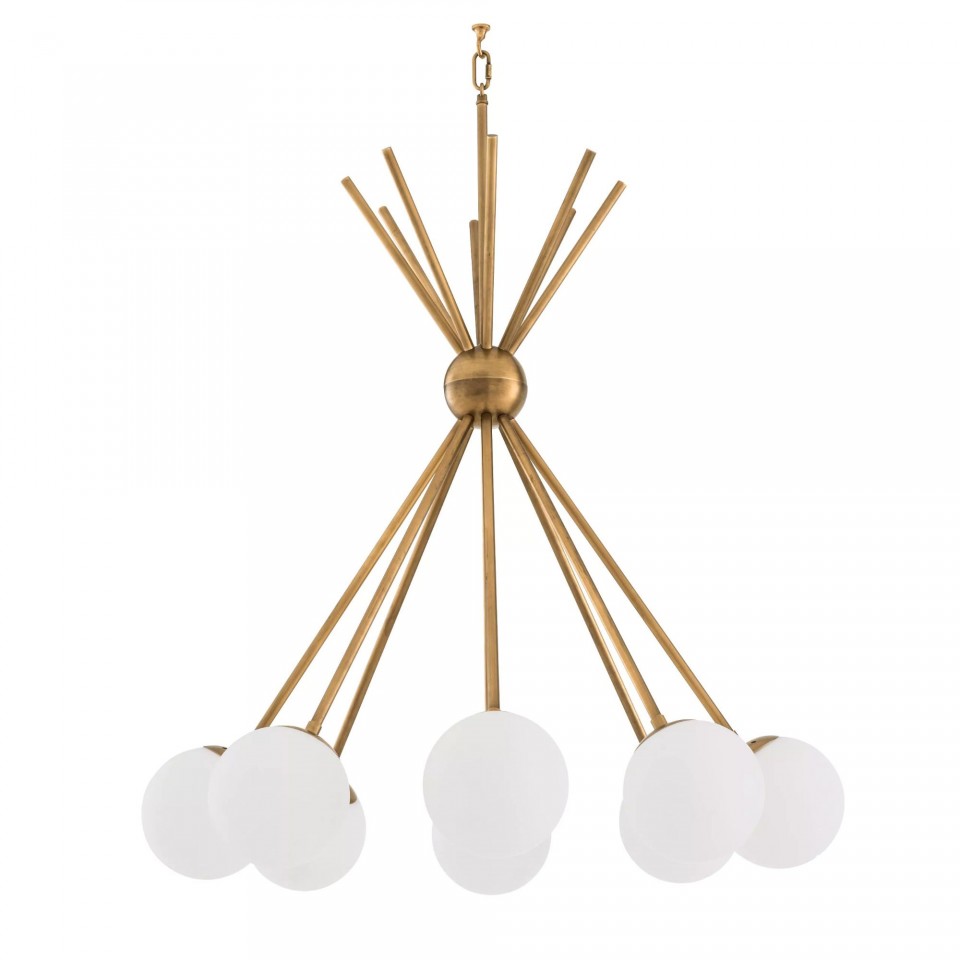 Luxor Chandelier Brass/White 85cm