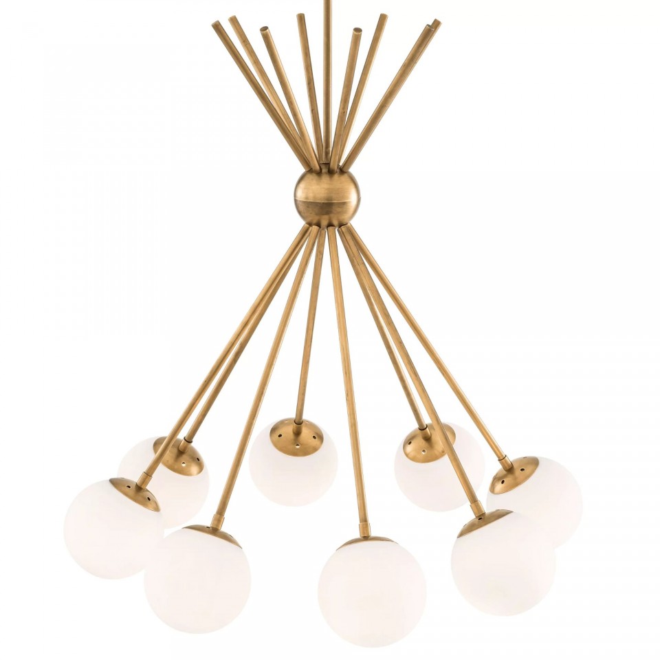 Luxor Chandelier Brass/White 85cm