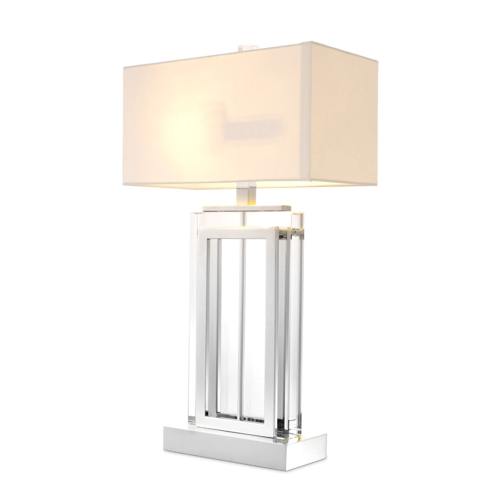 Arlington Table Lamp Nickel/Glass/White 67.5cm