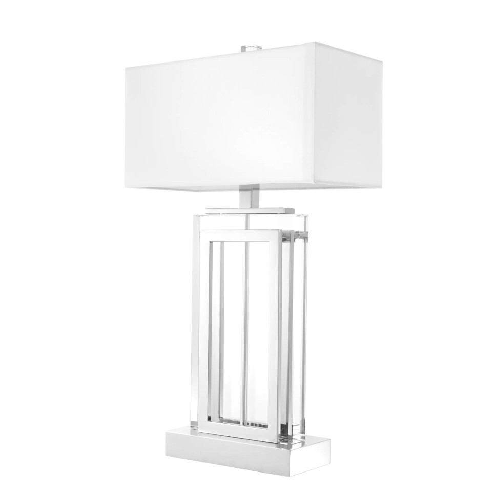 Arlington Table Lamp Nickel/Glass/White 67.5cm