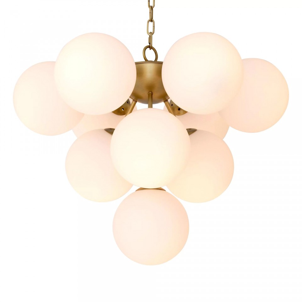 Icaro Chandelier Brass/White 63cm