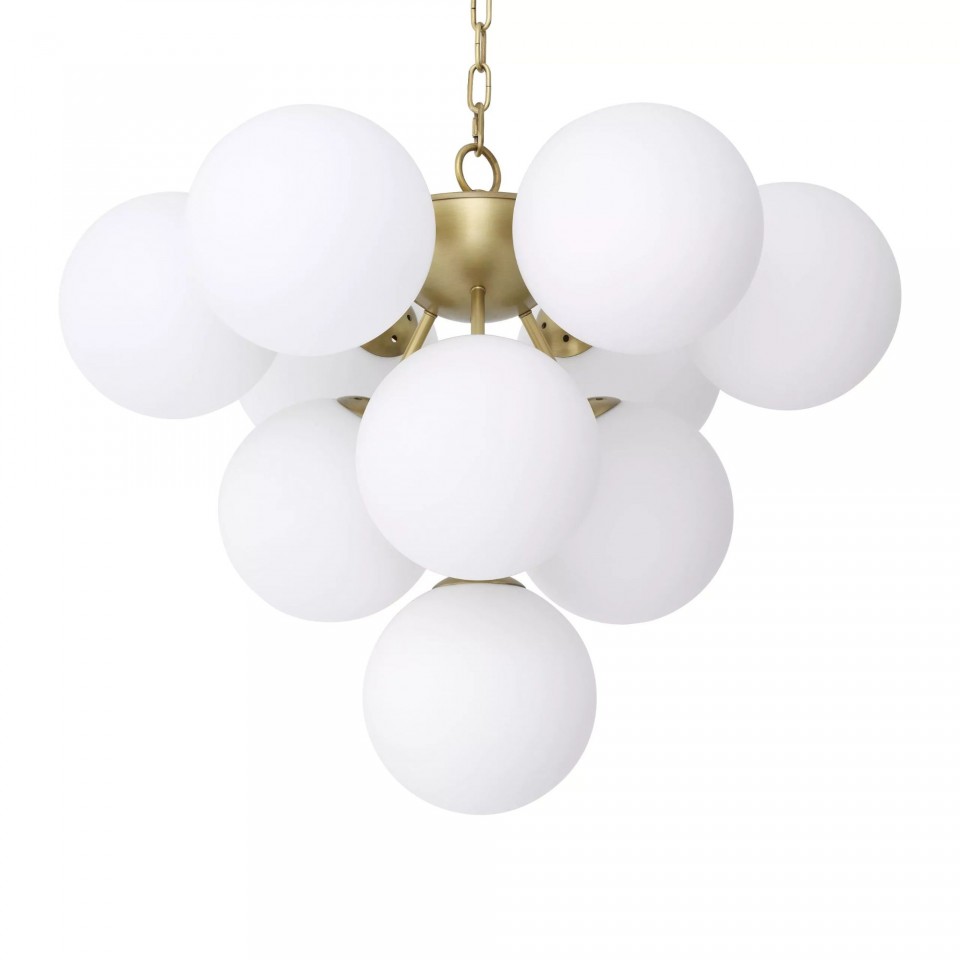 Icaro Chandelier Brass/White 63cm